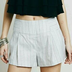 Free People Austin Pleated Striped Shorts in Gray - Size XS